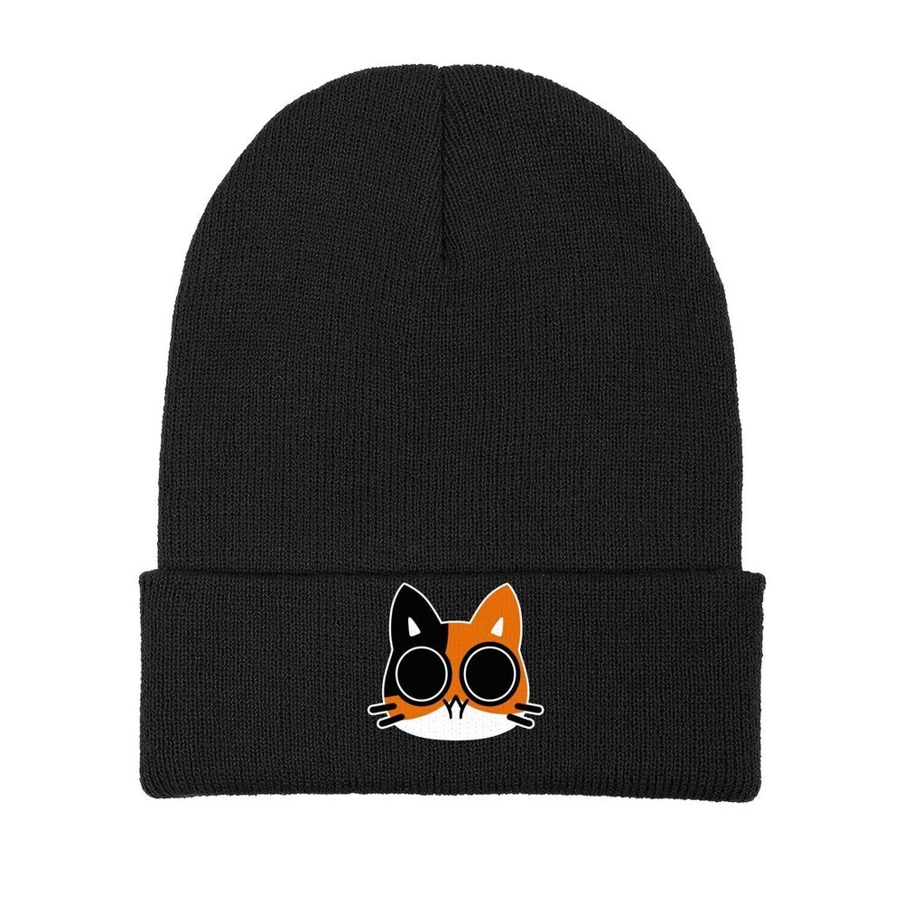 2752 Black Beanie Funny Unisex Knitted Hats Winter Soft Graphic Knit Hat